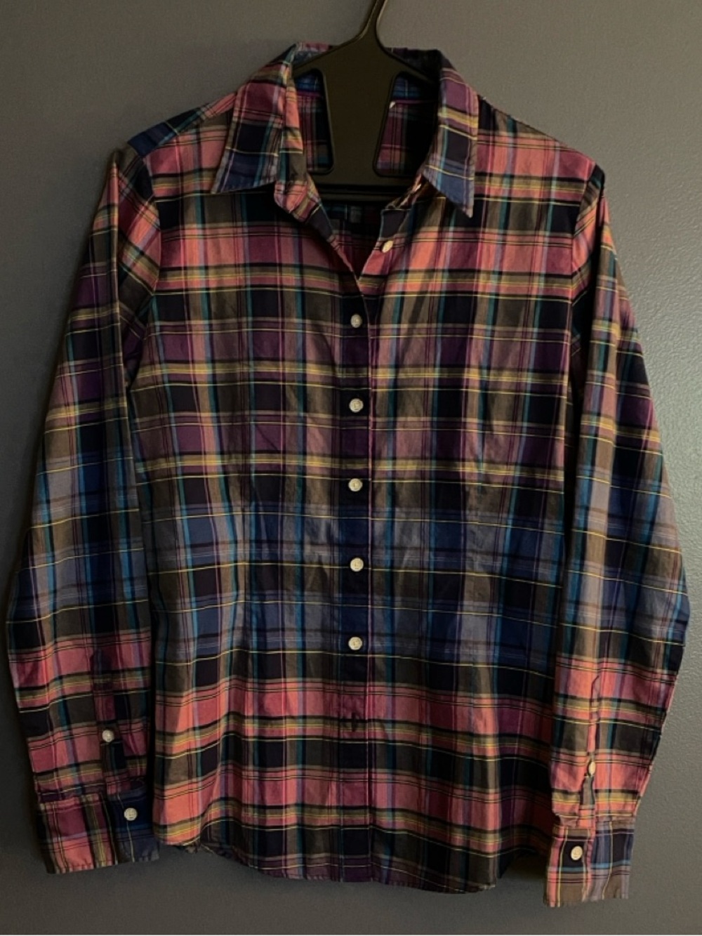 Vintage Brooks Brothers Pink, Blue & Black Plaid Button-Down Shirt
